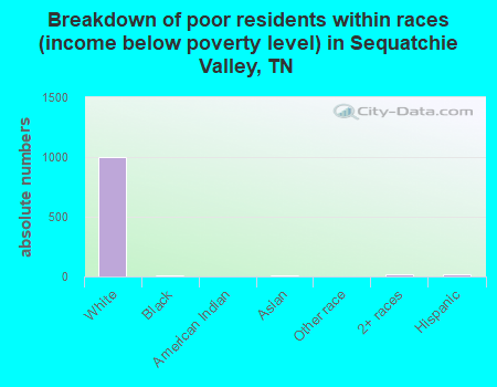 Breakdown of poor residents within races (income below poverty level) in Sequatchie Valley, TN