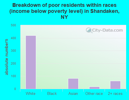 Breakdown of poor residents within races (income below poverty level) in Shandaken, NY