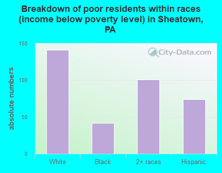 Breakdown of poor residents within races (income below poverty level) in Sheatown, PA