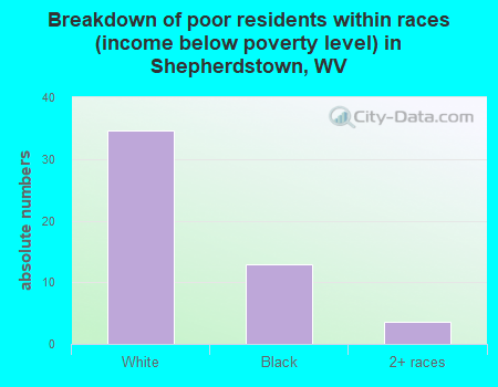Breakdown of poor residents within races (income below poverty level) in Shepherdstown, WV