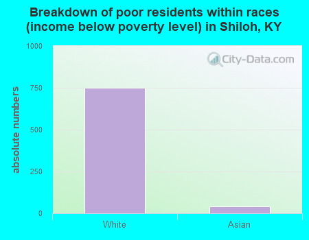 Breakdown of poor residents within races (income below poverty level) in Shiloh, KY