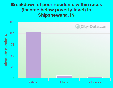 Breakdown of poor residents within races (income below poverty level) in Shipshewana, IN
