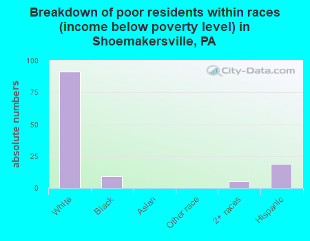 Breakdown of poor residents within races (income below poverty level) in Shoemakersville, PA