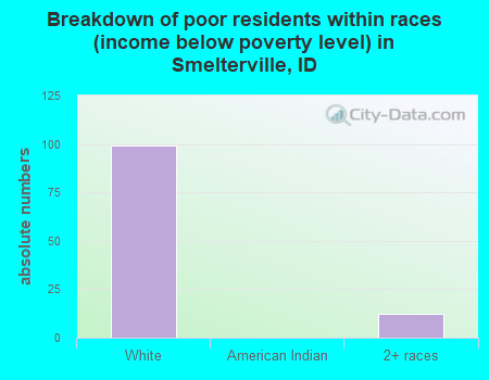 Breakdown of poor residents within races (income below poverty level) in Smelterville, ID