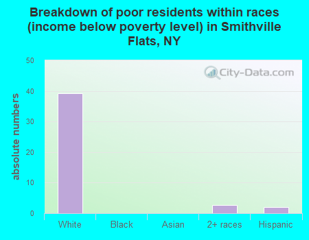 Breakdown of poor residents within races (income below poverty level) in Smithville Flats, NY