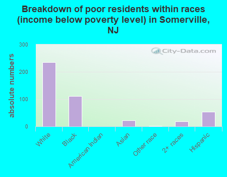 Breakdown of poor residents within races (income below poverty level) in Somerville, NJ