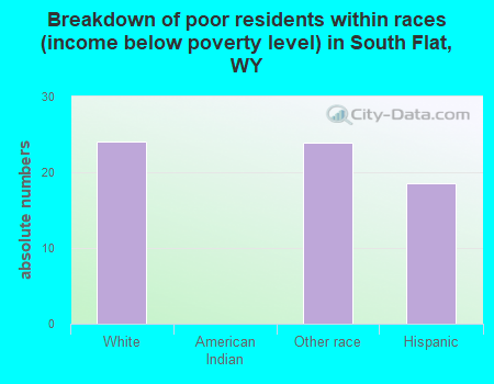 Breakdown of poor residents within races (income below poverty level) in South Flat, WY