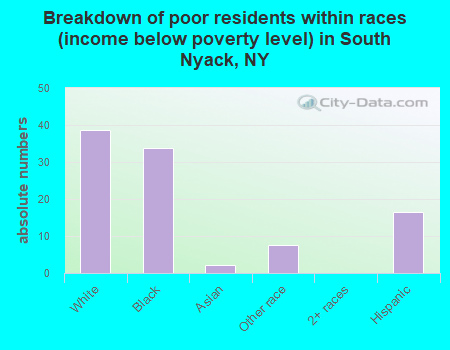 Breakdown of poor residents within races (income below poverty level) in South Nyack, NY