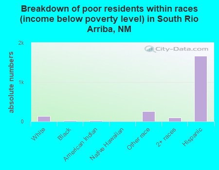 Breakdown of poor residents within races (income below poverty level) in South Rio Arriba, NM