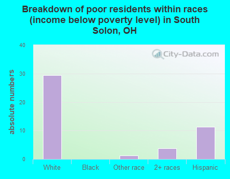 Breakdown of poor residents within races (income below poverty level) in South Solon, OH