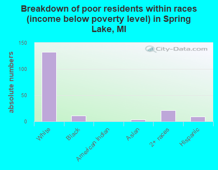 Breakdown of poor residents within races (income below poverty level) in Spring Lake, MI