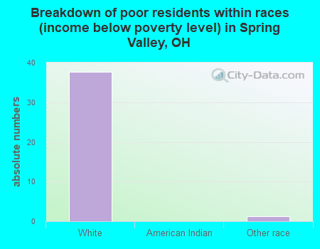 Breakdown of poor residents within races (income below poverty level) in Spring Valley, OH