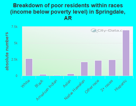 Breakdown of poor residents within races (income below poverty level) in Springdale, AR