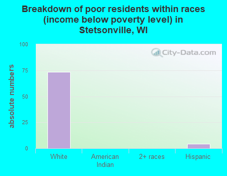 Breakdown of poor residents within races (income below poverty level) in Stetsonville, WI