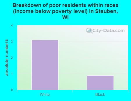 Breakdown of poor residents within races (income below poverty level) in Steuben, WI