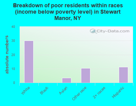 Breakdown of poor residents within races (income below poverty level) in Stewart Manor, NY