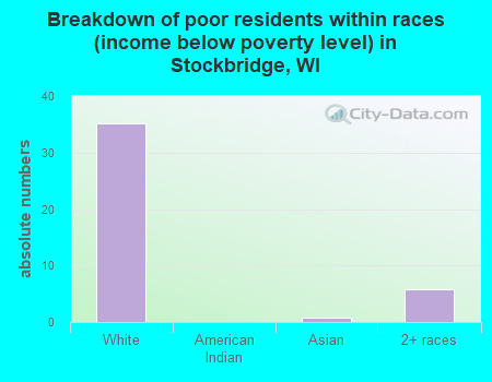 Breakdown of poor residents within races (income below poverty level) in Stockbridge, WI