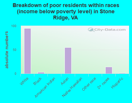 Breakdown of poor residents within races (income below poverty level) in Stone Ridge, VA