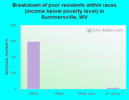 Breakdown of poor residents within races (income below poverty level) in Summersville, WV