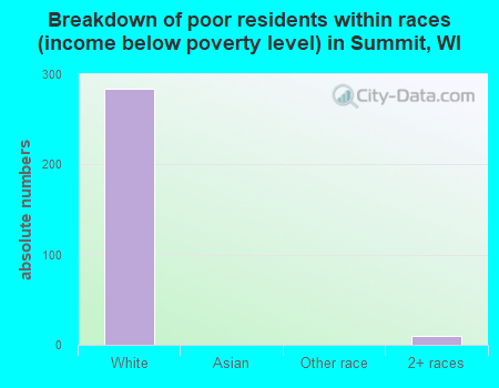 Breakdown of poor residents within races (income below poverty level) in Summit, WI