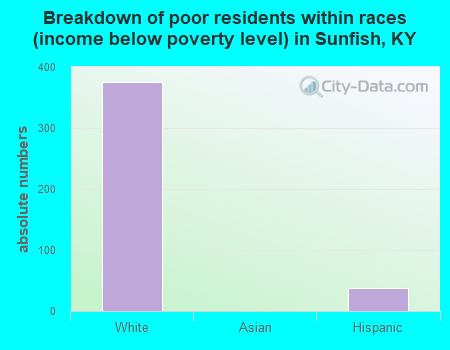Breakdown of poor residents within races (income below poverty level) in Sunfish, KY