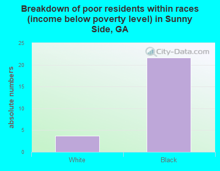 Breakdown of poor residents within races (income below poverty level) in Sunny Side, GA