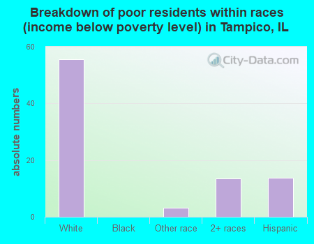 Breakdown of poor residents within races (income below poverty level) in Tampico, IL