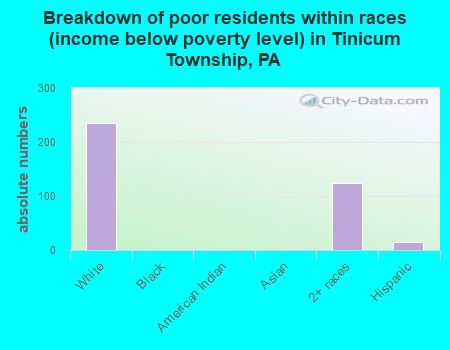 Breakdown of poor residents within races (income below poverty level) in Tinicum Township, PA