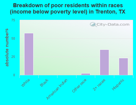 Breakdown of poor residents within races (income below poverty level) in Trenton, TX