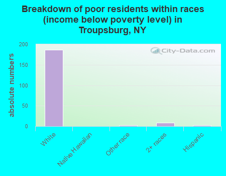 Breakdown of poor residents within races (income below poverty level) in Troupsburg, NY