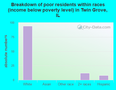 Breakdown of poor residents within races (income below poverty level) in Twin Grove, IL