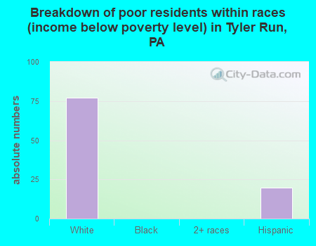 Breakdown of poor residents within races (income below poverty level) in Tyler Run, PA