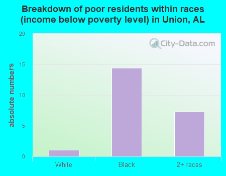 Breakdown of poor residents within races (income below poverty level) in Union, AL