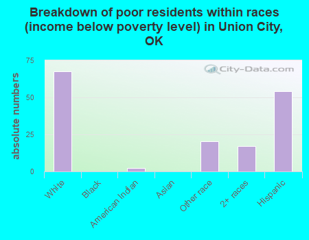 Breakdown of poor residents within races (income below poverty level) in Union City, OK