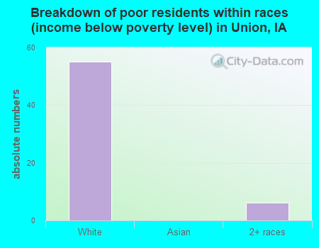 Breakdown of poor residents within races (income below poverty level) in Union, IA