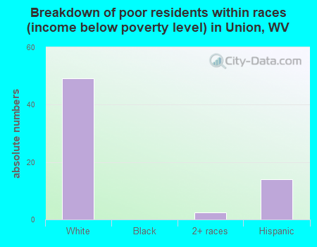 Breakdown of poor residents within races (income below poverty level) in Union, WV