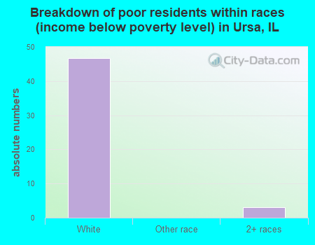 Breakdown of poor residents within races (income below poverty level) in Ursa, IL