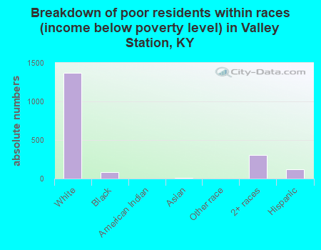 Breakdown of poor residents within races (income below poverty level) in Valley Station, KY