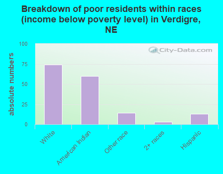 Breakdown of poor residents within races (income below poverty level) in Verdigre, NE