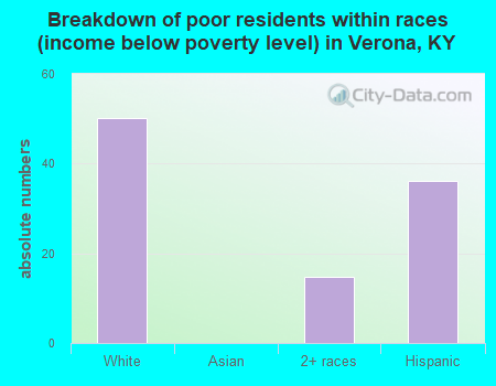 Breakdown of poor residents within races (income below poverty level) in Verona, KY