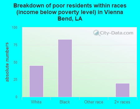 Breakdown of poor residents within races (income below poverty level) in Vienna Bend, LA