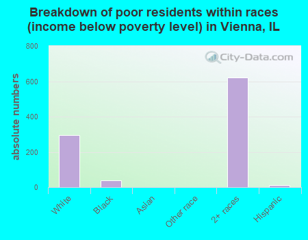 Breakdown of poor residents within races (income below poverty level) in Vienna, IL