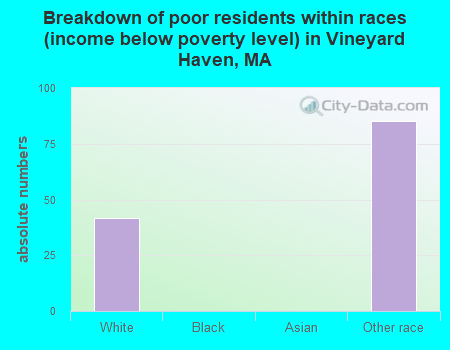 Breakdown of poor residents within races (income below poverty level) in Vineyard Haven, MA