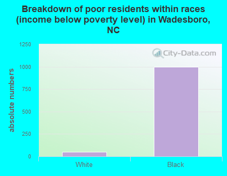 Breakdown of poor residents within races (income below poverty level) in Wadesboro, NC