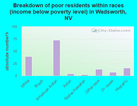 Breakdown of poor residents within races (income below poverty level) in Wadsworth, NV