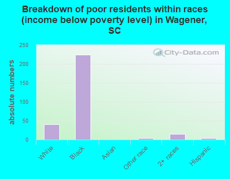 Breakdown of poor residents within races (income below poverty level) in Wagener, SC