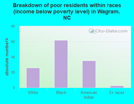 Breakdown of poor residents within races (income below poverty level) in Wagram, NC