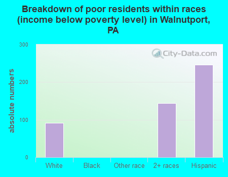 Breakdown of poor residents within races (income below poverty level) in Walnutport, PA