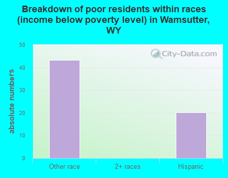 Breakdown of poor residents within races (income below poverty level) in Wamsutter, WY