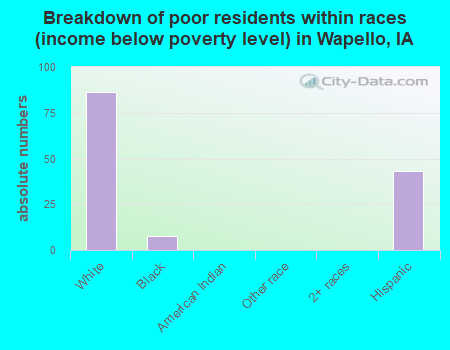 Breakdown of poor residents within races (income below poverty level) in Wapello, IA